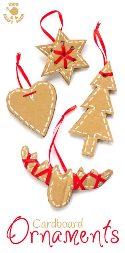 These pretty DIY cardboard ornaments will make your Christmas tree and home gorgeous this Winter. A simple recycled Christmas craft for kids and adults.