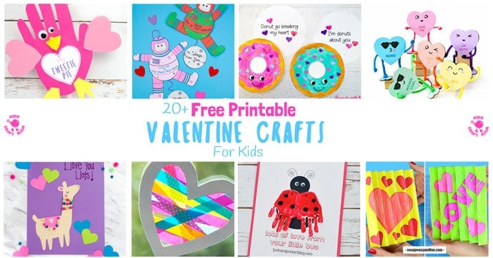 20+ Free Printable Valentine Crafts For Kids. They are all so cute and gorgeous, which will you choose first? So much creative fun for Valentine's Day! #kidscraftroom #Valentine #valentinecrafts #valentinesday #valentinesdayforkids #valentinecards #kidscrafts #printables #printablecrafts #freeprintables