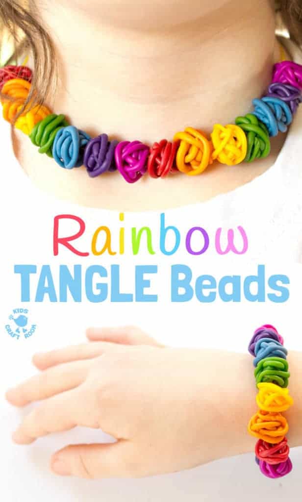 Gorgeous Rainbow Tangle Beads are colourful, fun and quirky. These easy polymer clay beads are great for kids and grown-ups to make and always look amazing!
