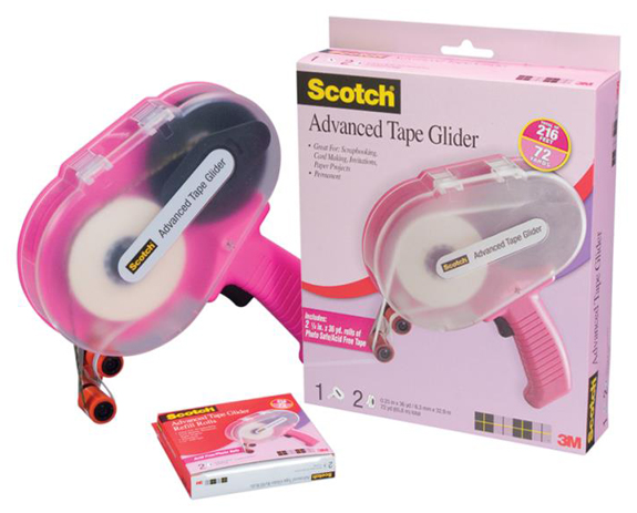 Scotch 3M ATG Pink Adhesive Applicator 1/4 Tape Glider Gun w/ 2 rolls 